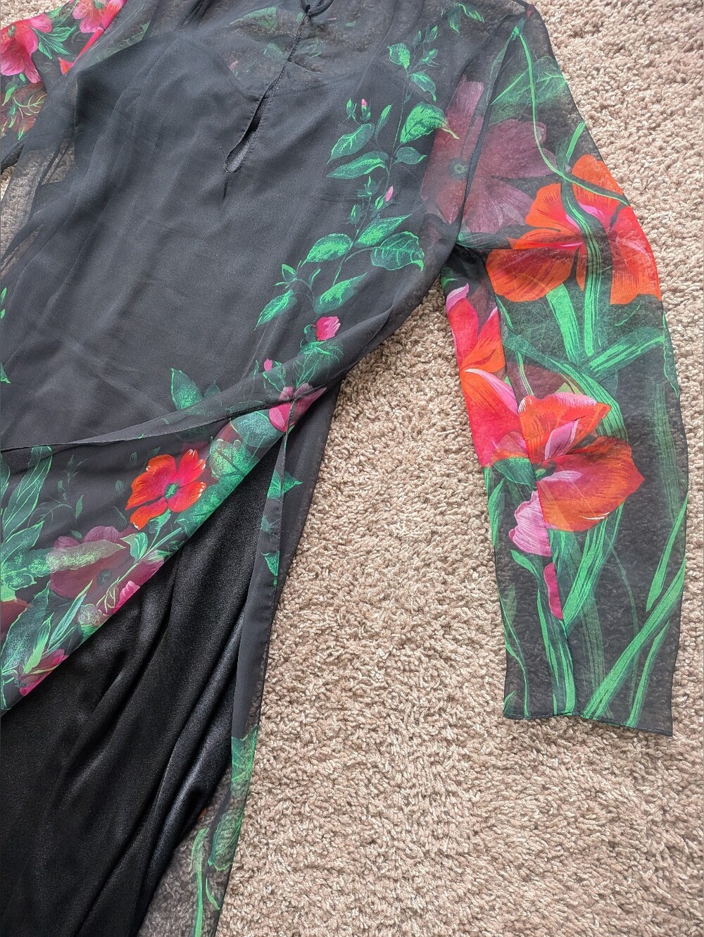 Miss Elliette Vintage Sheer Floral Long Sleeve Maxi Dress Rare Medium - Picture 4 of 12